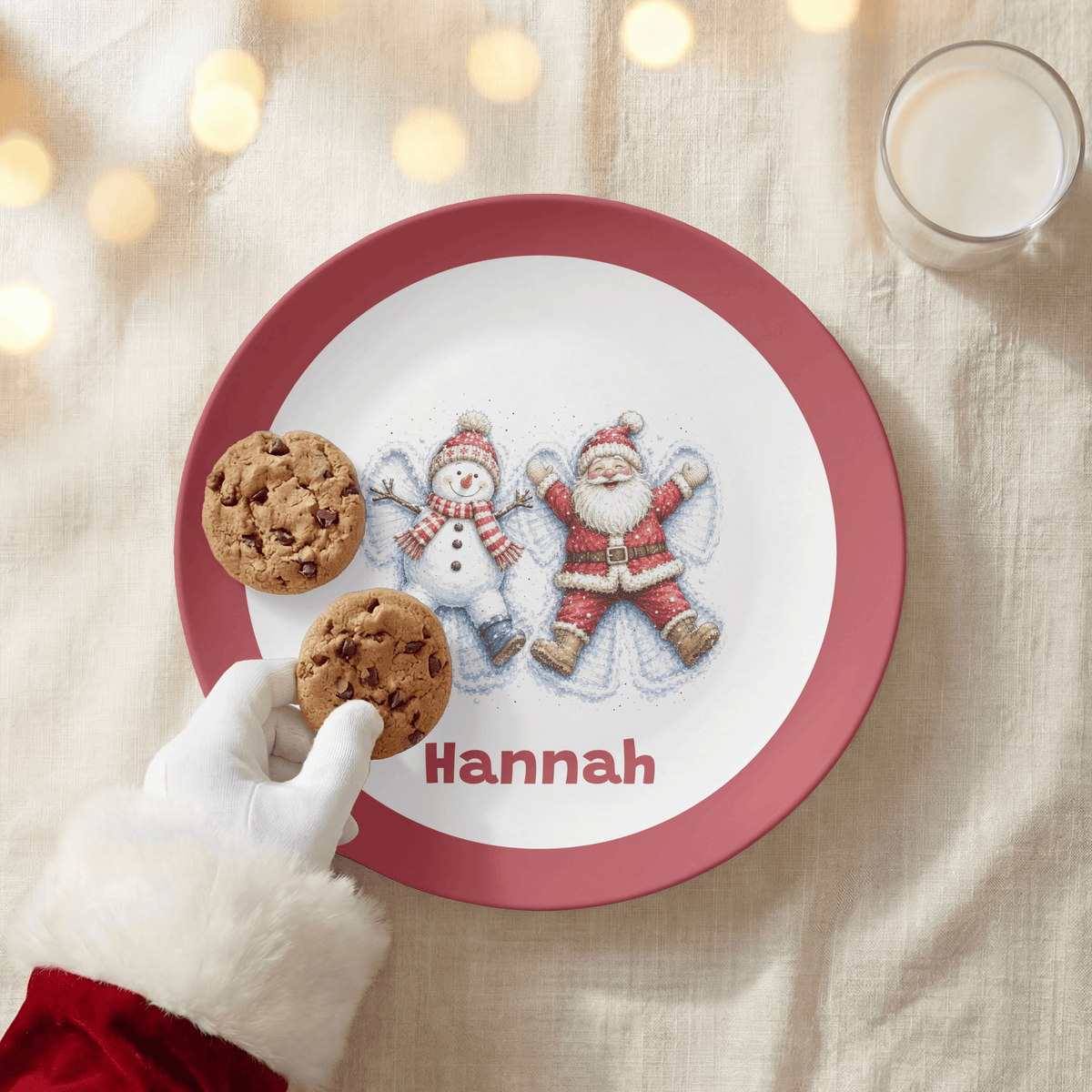 Personalized Santa Snowman Snow Angel Plate by Lil Plate Shop