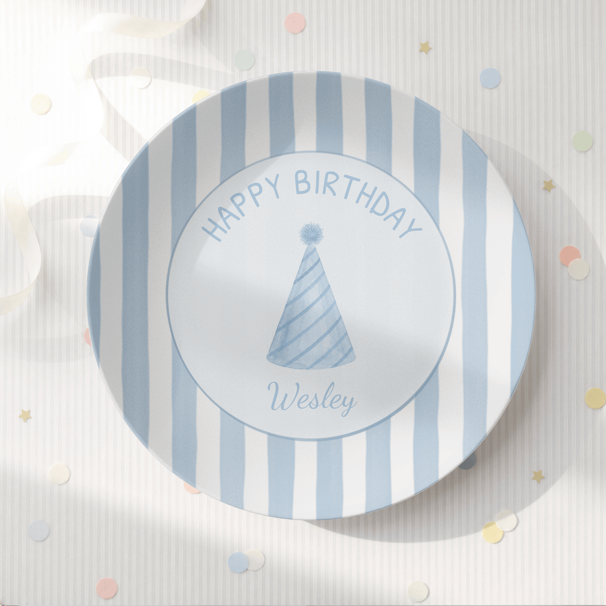 Custom Pink Blue Birthday Plate by Lil Plate Shop