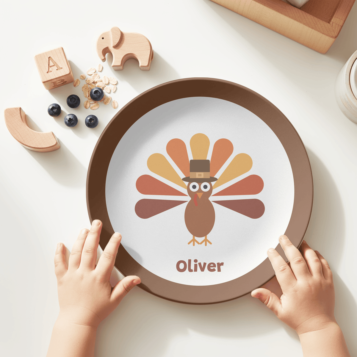 Personalized Turkey Thanksgiving Day Plate by Lil Plate Shop