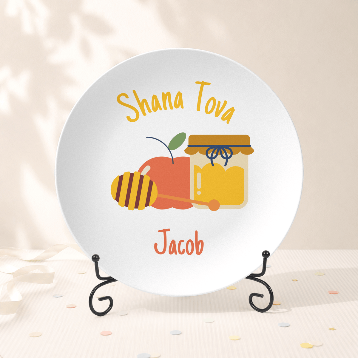 Personalized Rosh Hashanah Plate Plate With Stand by Lil Plate Shop