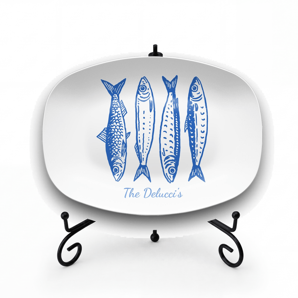 Personalized Sardine Family Platter Platter + Stand + Gift Box by Lil Plate Shop