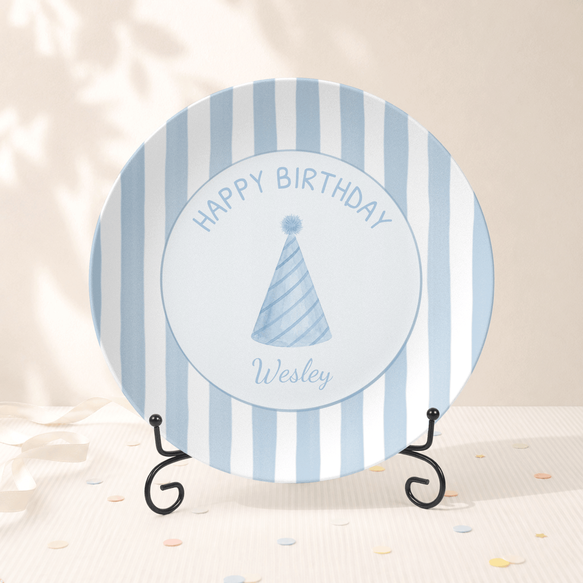 Custom Pink Blue Birthday Plate by Lil Plate Shop