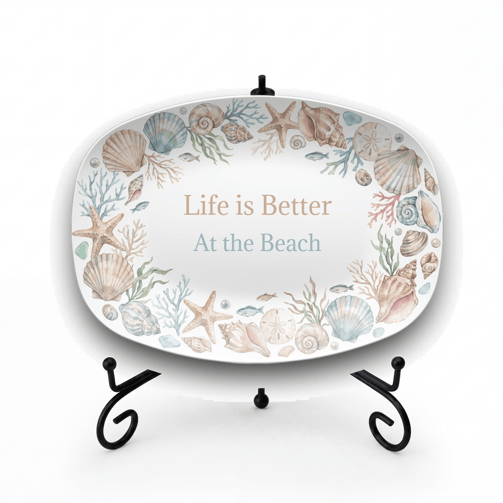 Personalized Beach Platter Platter + Stand + Gift Box by Lil Plate Shop