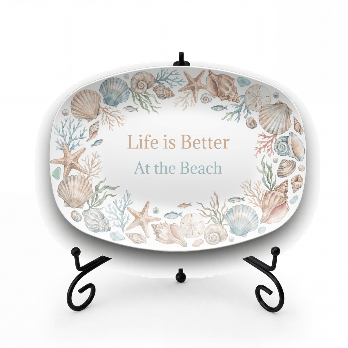 Personalized Beach Platter Platter + Stand + Gift Box by Lil Plate Shop