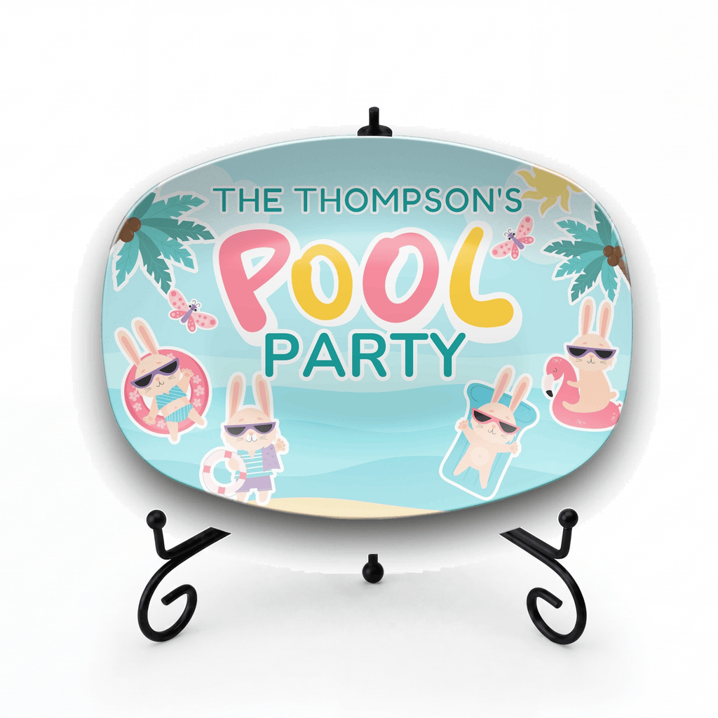Personalized Pool Party Platter Platter + Stand + Gift Box by Lil Plate Shop