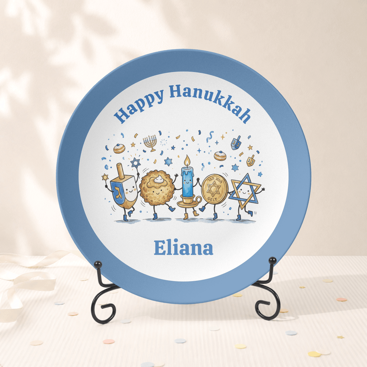 Personalized Happy Hanukkah Plate Plate With Stand by Lil Plate Shop