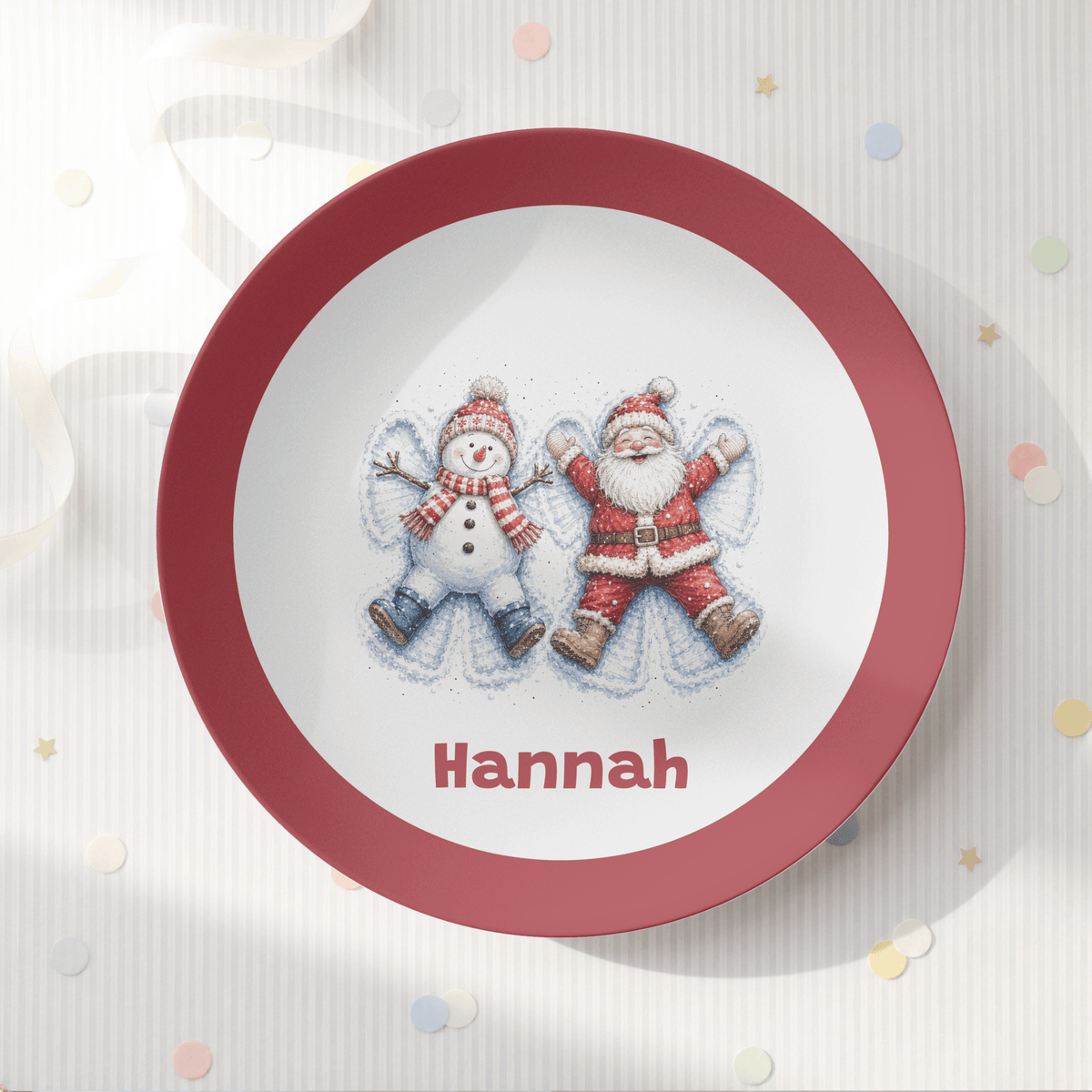 Personalized Santa Snowman Snow Angel Plate by Lil Plate Shop