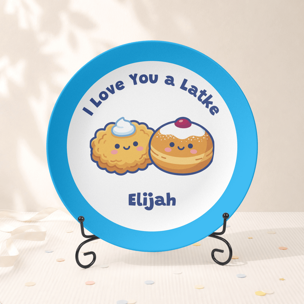 Personalized Love You Latke Hanukkah Plate Plate With Stand by Lil Plate Shop