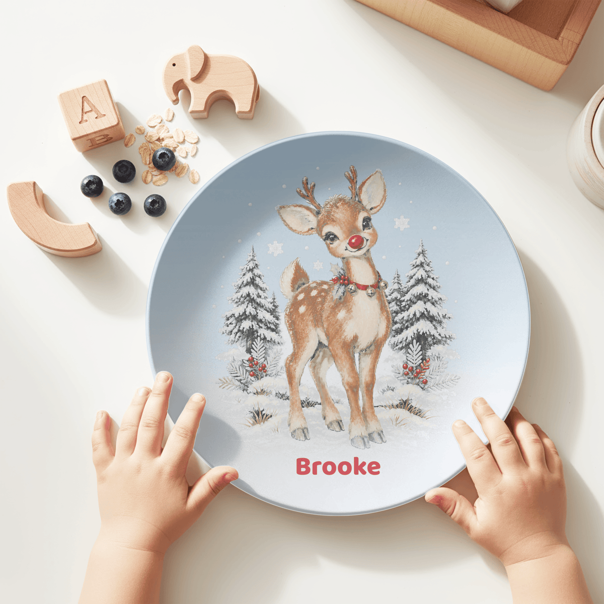 Personalized Rudolph Christmas Plate by Lil Plate Shop