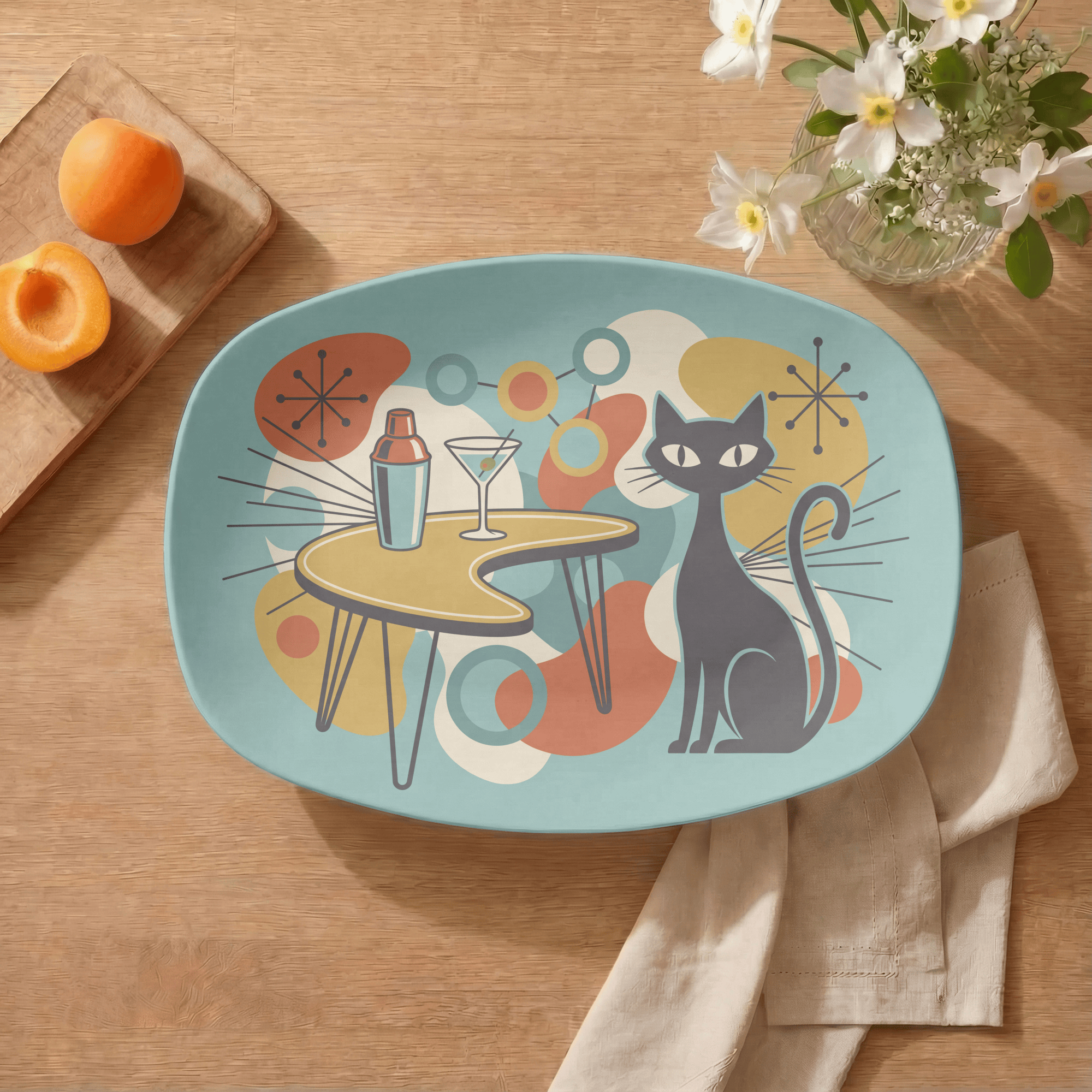 Atomic Cat Cocktail Hour Serving Platter by Lil Plate Shop