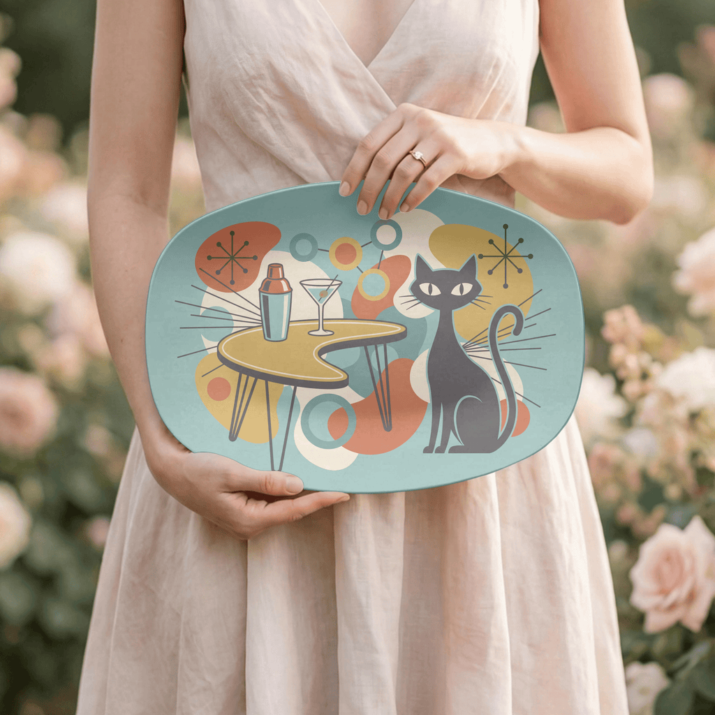 Atomic Cat Cocktail Hour Serving Platter by Lil Plate Shop