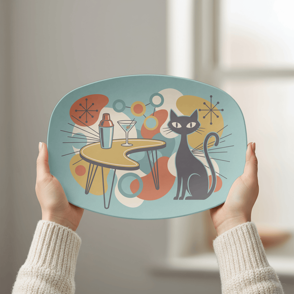 Atomic Cat Cocktail Hour Serving Platter by Lil Plate Shop