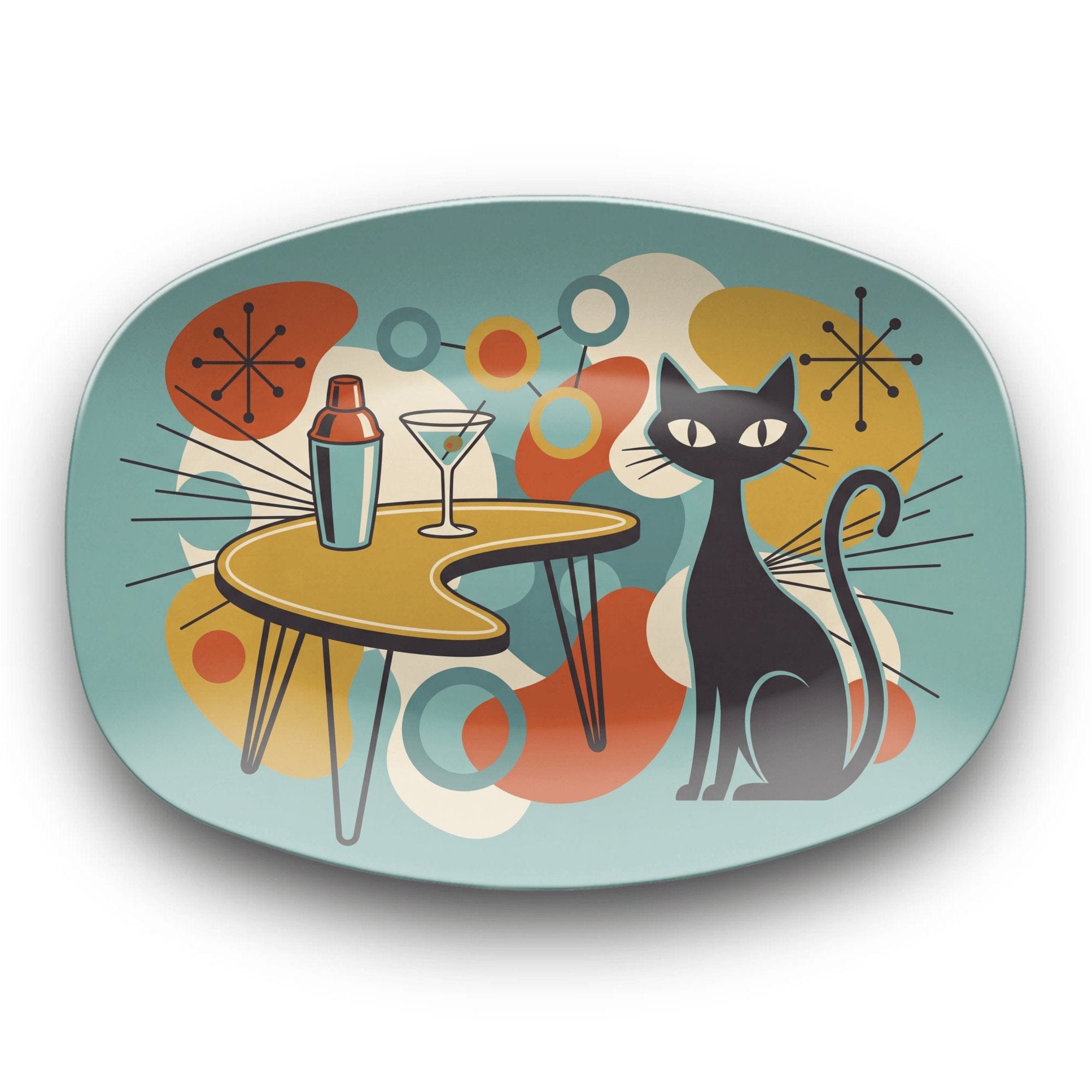 Atomic Cat Cocktail Hour Serving Platter by Lil Plate Shop
