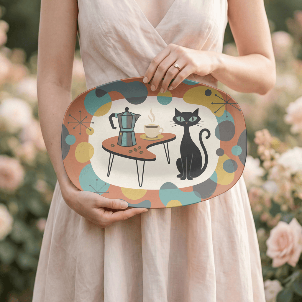 Atomic Cat Coffee Bar Serving Platter by Lil Plate Shop