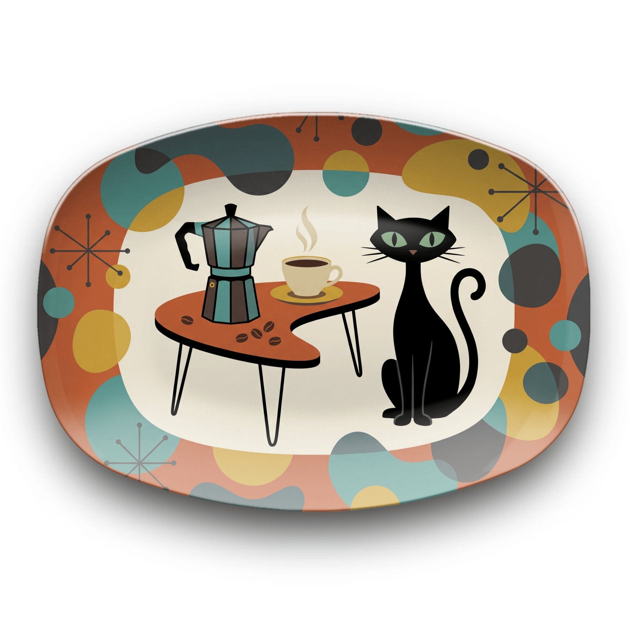 Atomic Cat Coffee Bar Serving Platter by Lil Plate Shop