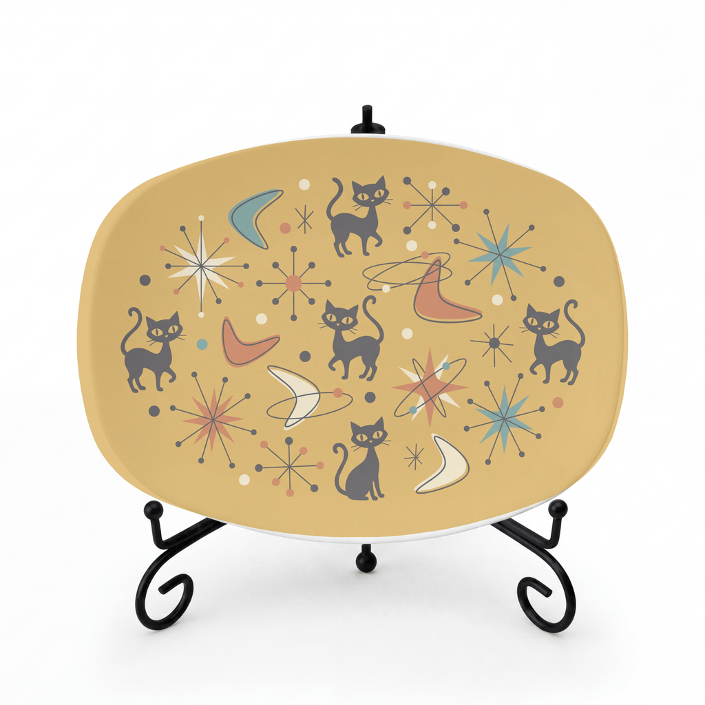 Atomic Cat Serving Platter Platter + Stand + Gift Box by Lil Plate Shop