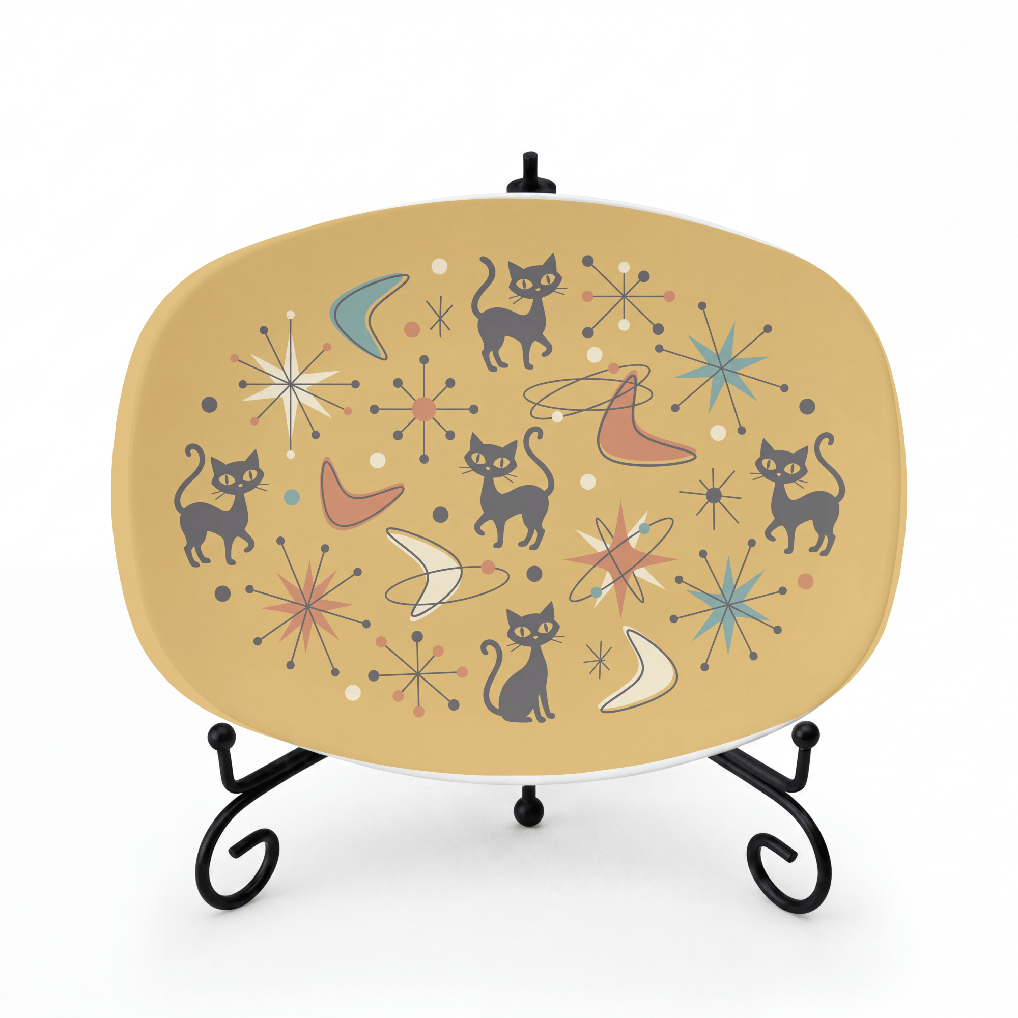 Atomic Cat Serving Platter Platter + Stand + Gift Box by Lil Plate Shop
