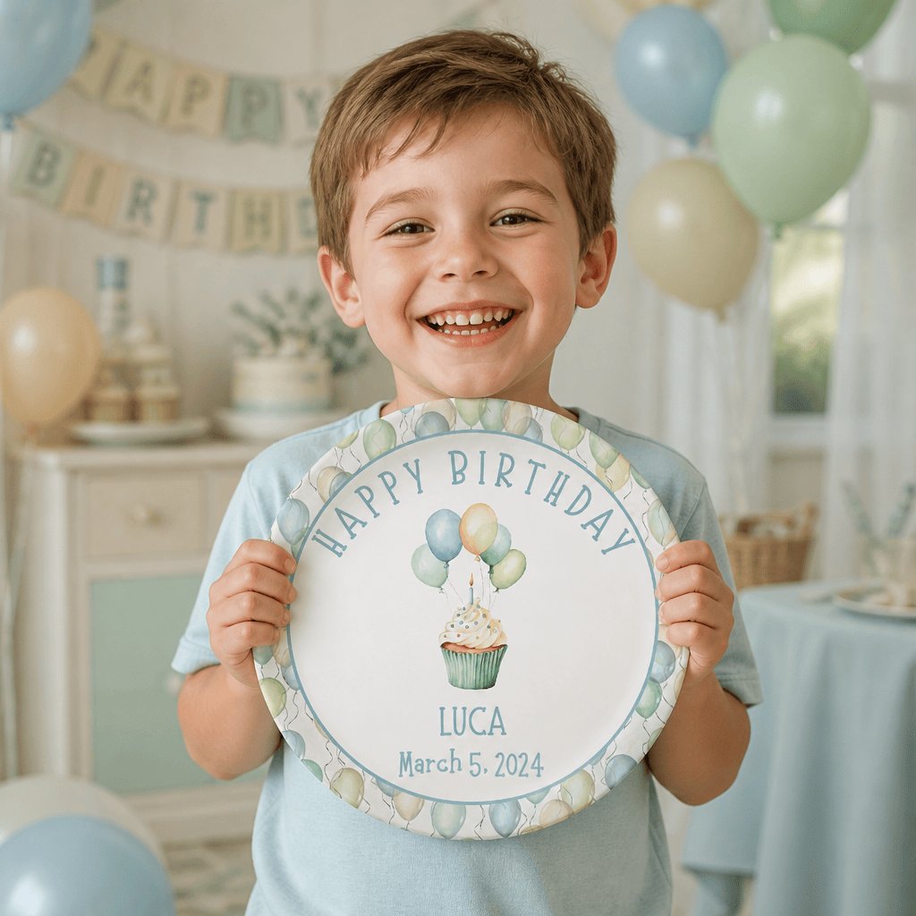 Balloon Border Birthday Plate by Lil Plate Shop
