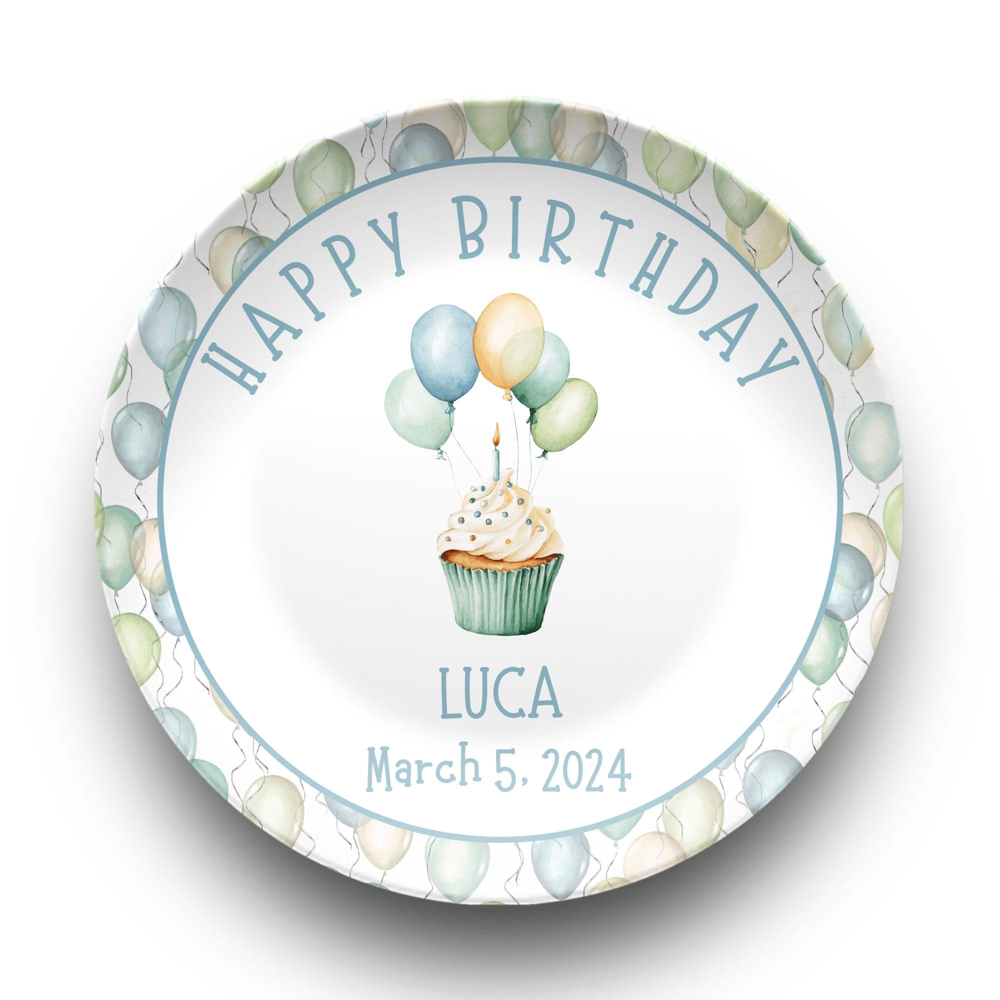 Balloon Border Birthday Plate by Lil Plate Shop