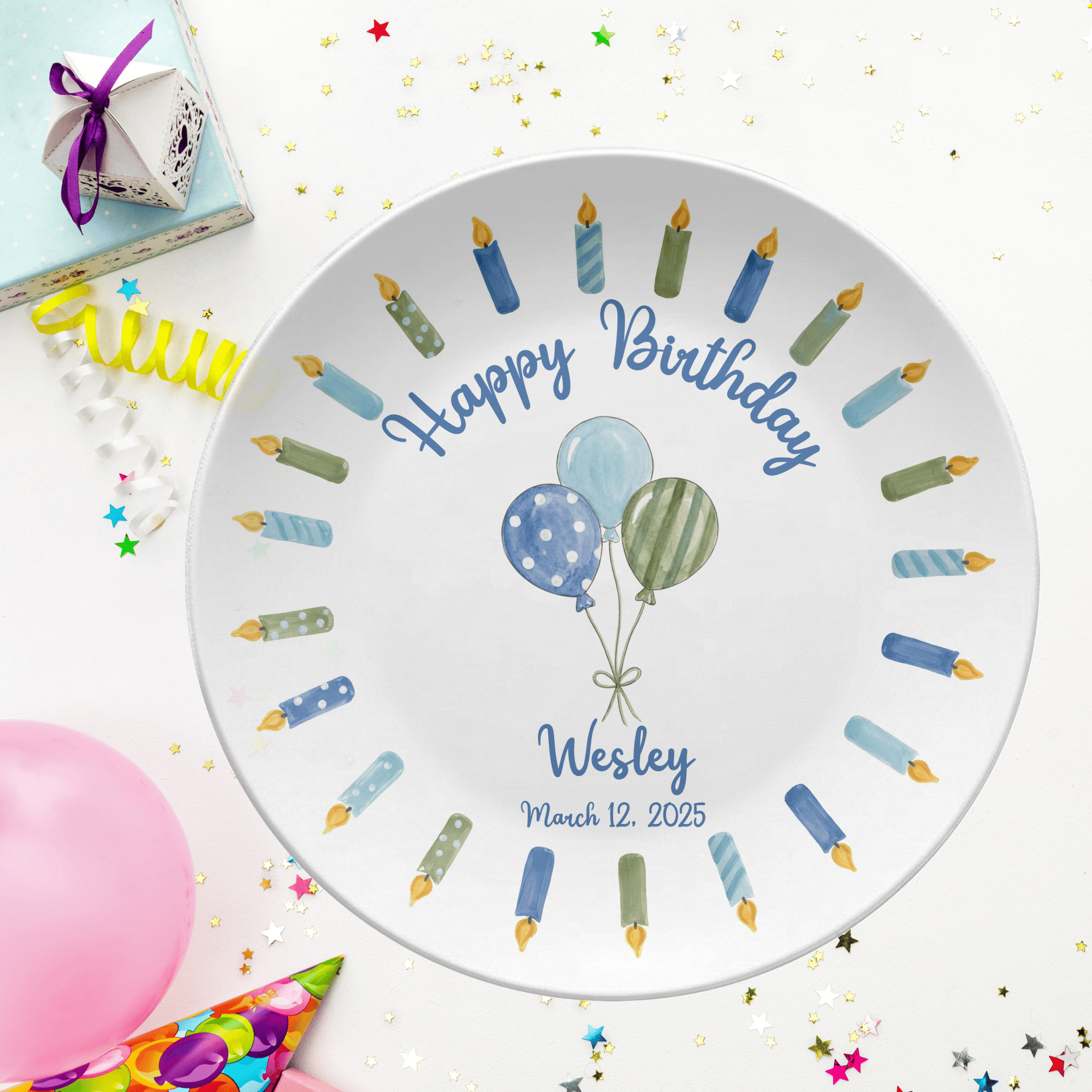Balloon Candle Birthday Plate by Lil Plate Shop