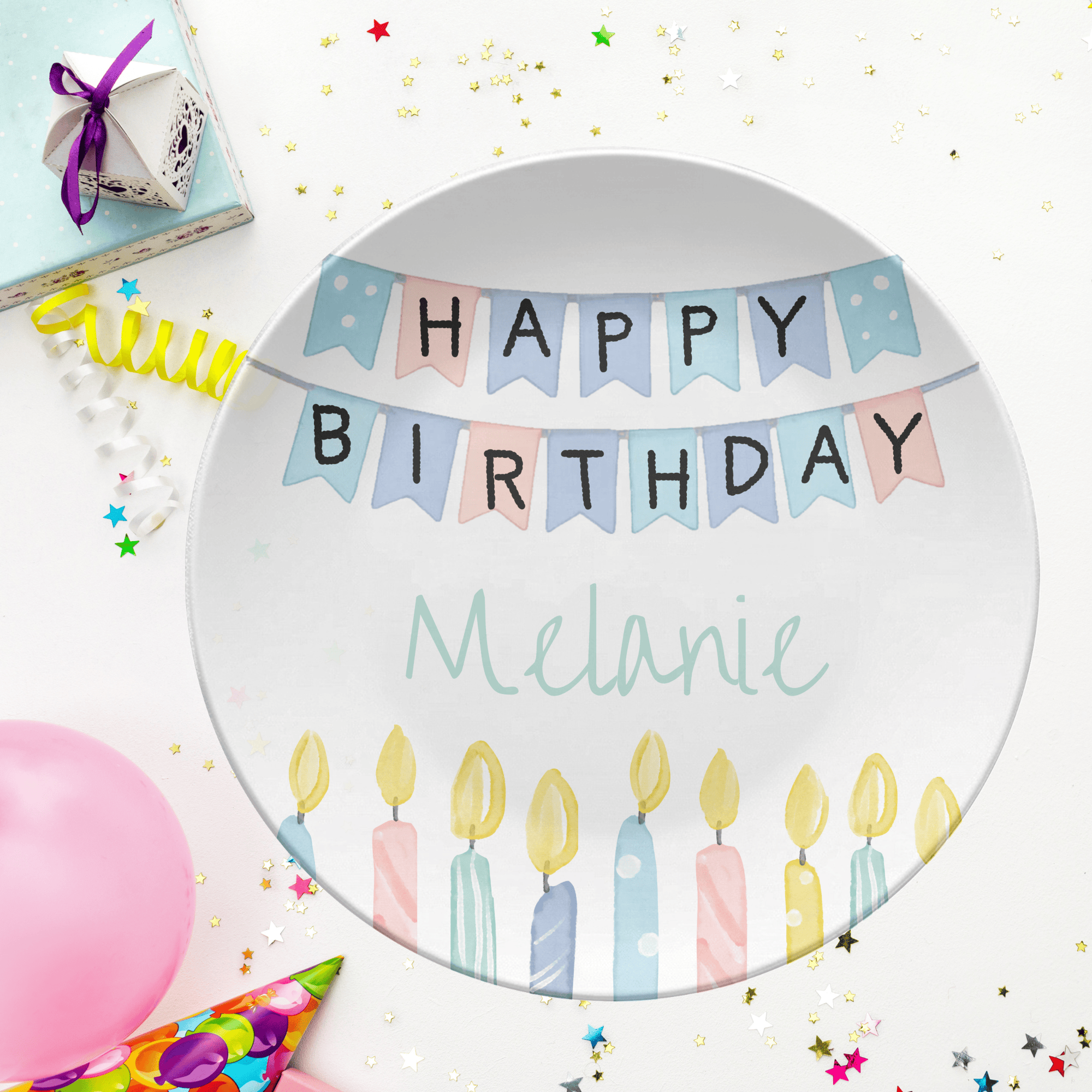 Banner Candle Birthday Plate by Lil Plate Shop