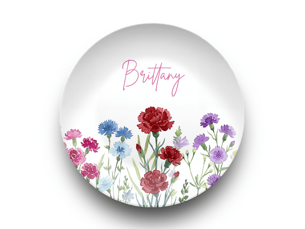 Birth Flower Name Plate January - Carnation by Lil Plate Shop
