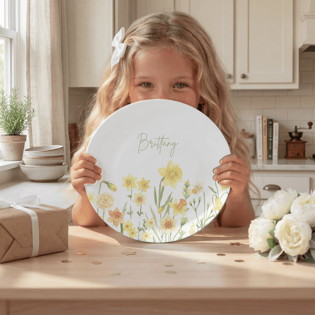 Birth Flower Name Plate by Lil Plate Shop