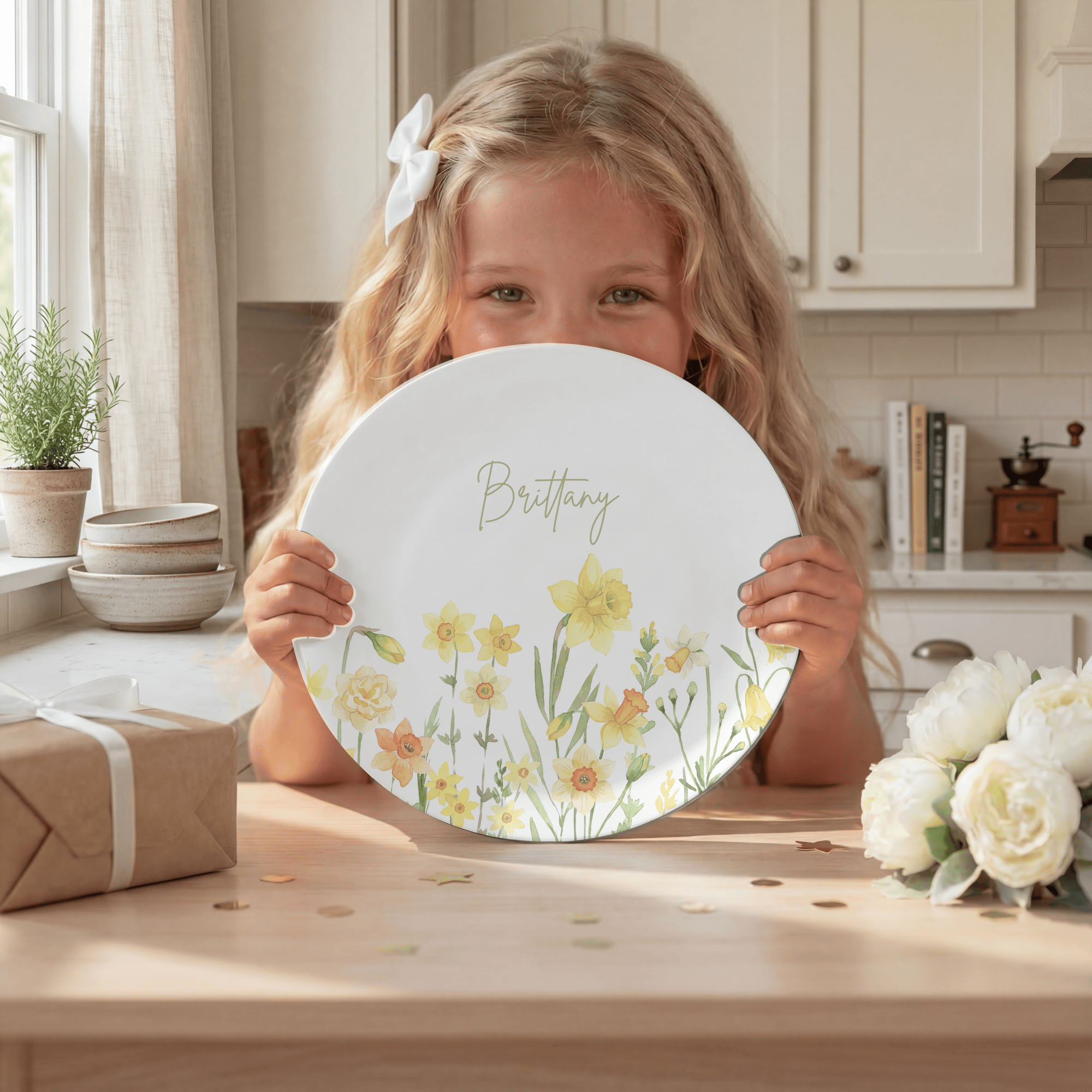 Birth Flower Name Plate by Lil Plate Shop