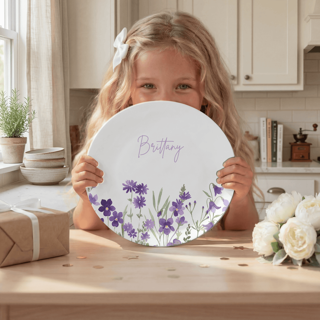 Birth Flower Name Plate by Lil Plate Shop