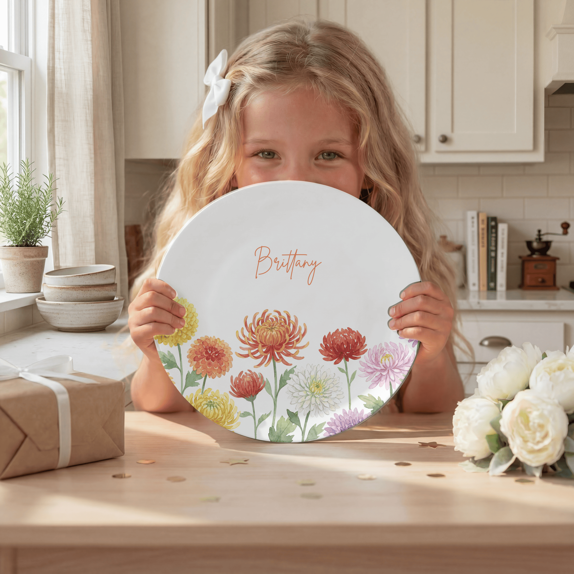 Birth Flower Name Plate by Lil Plate Shop