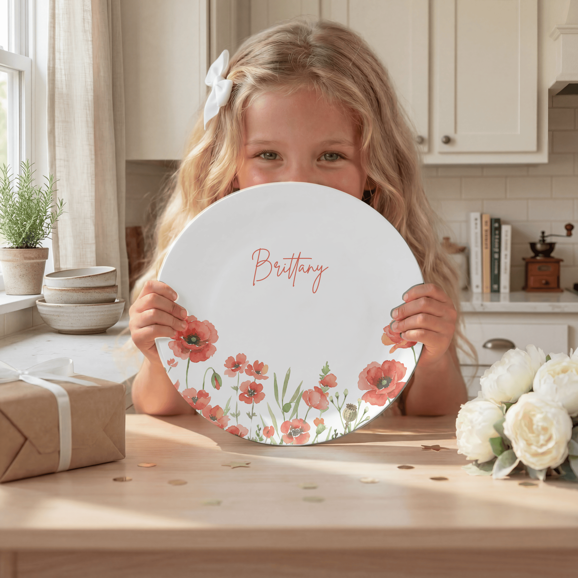 Birth Flower Name Plate by Lil Plate Shop