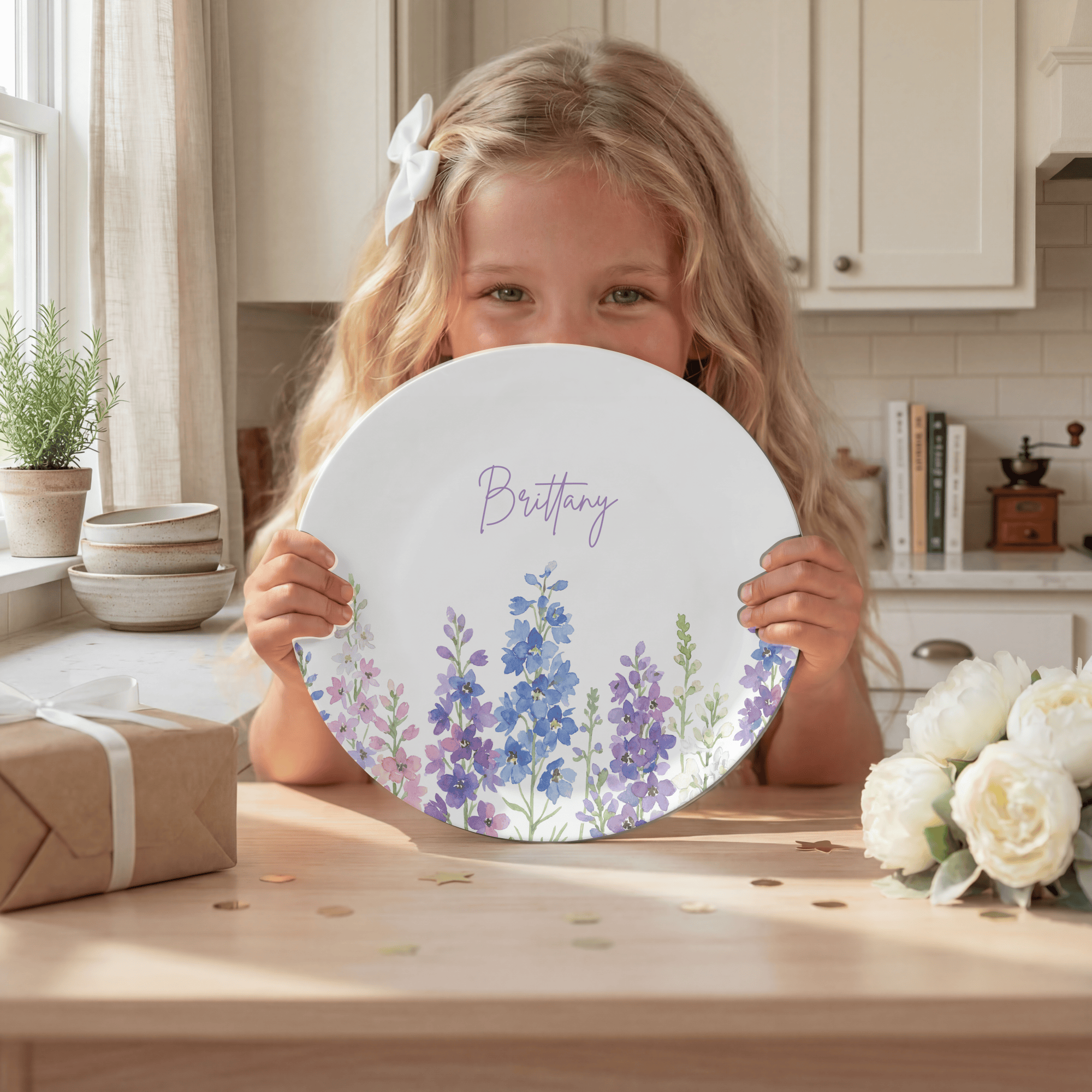 Birth Flower Name Plate by Lil Plate Shop