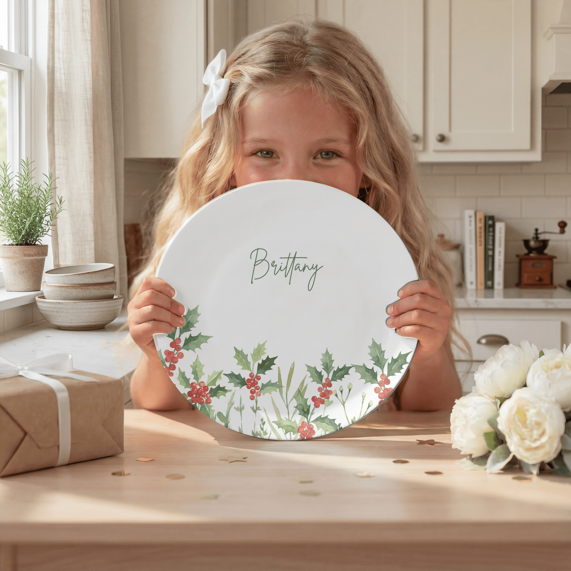 Birth Flower Name Plate by Lil Plate Shop