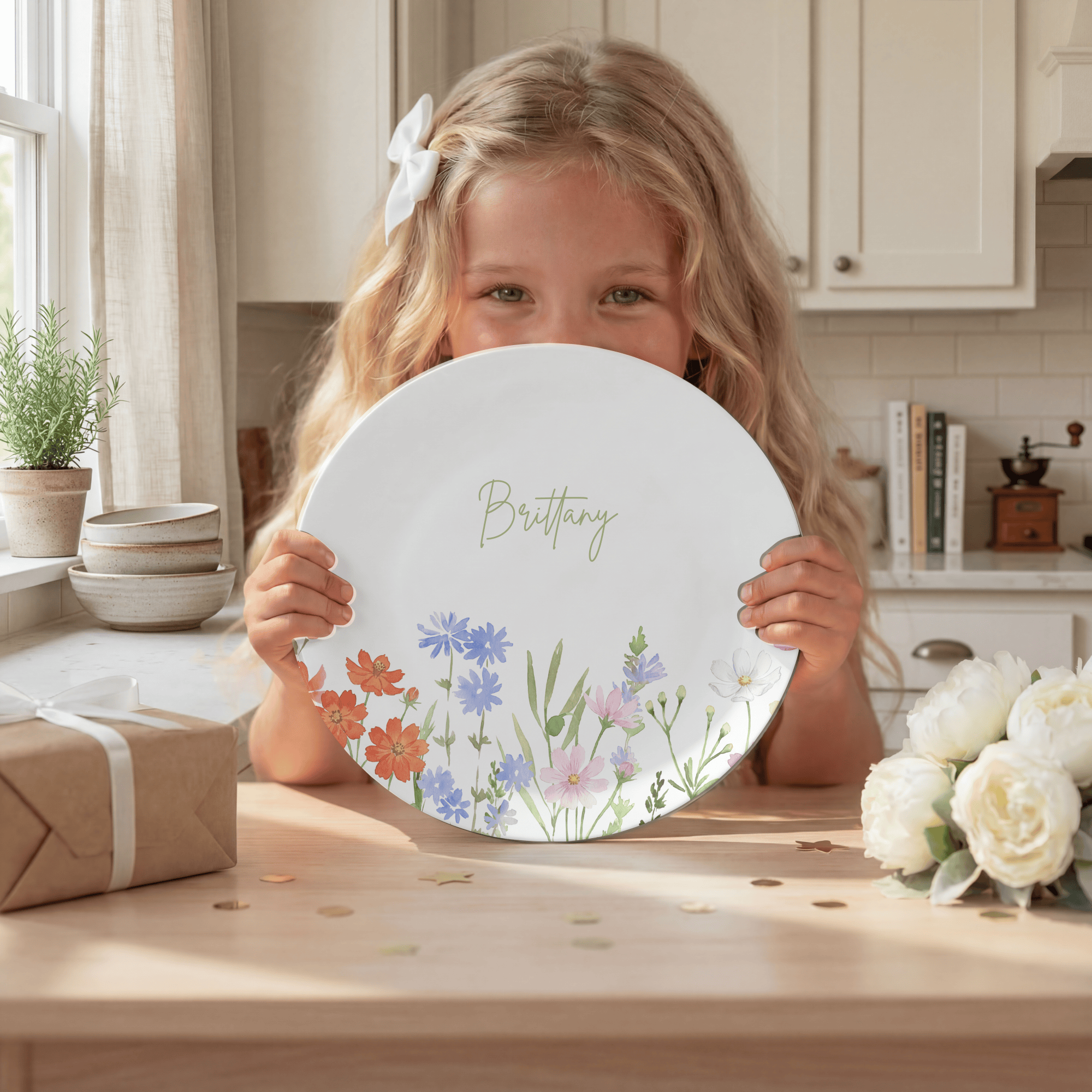 Birth Flower Name Plate by Lil Plate Shop