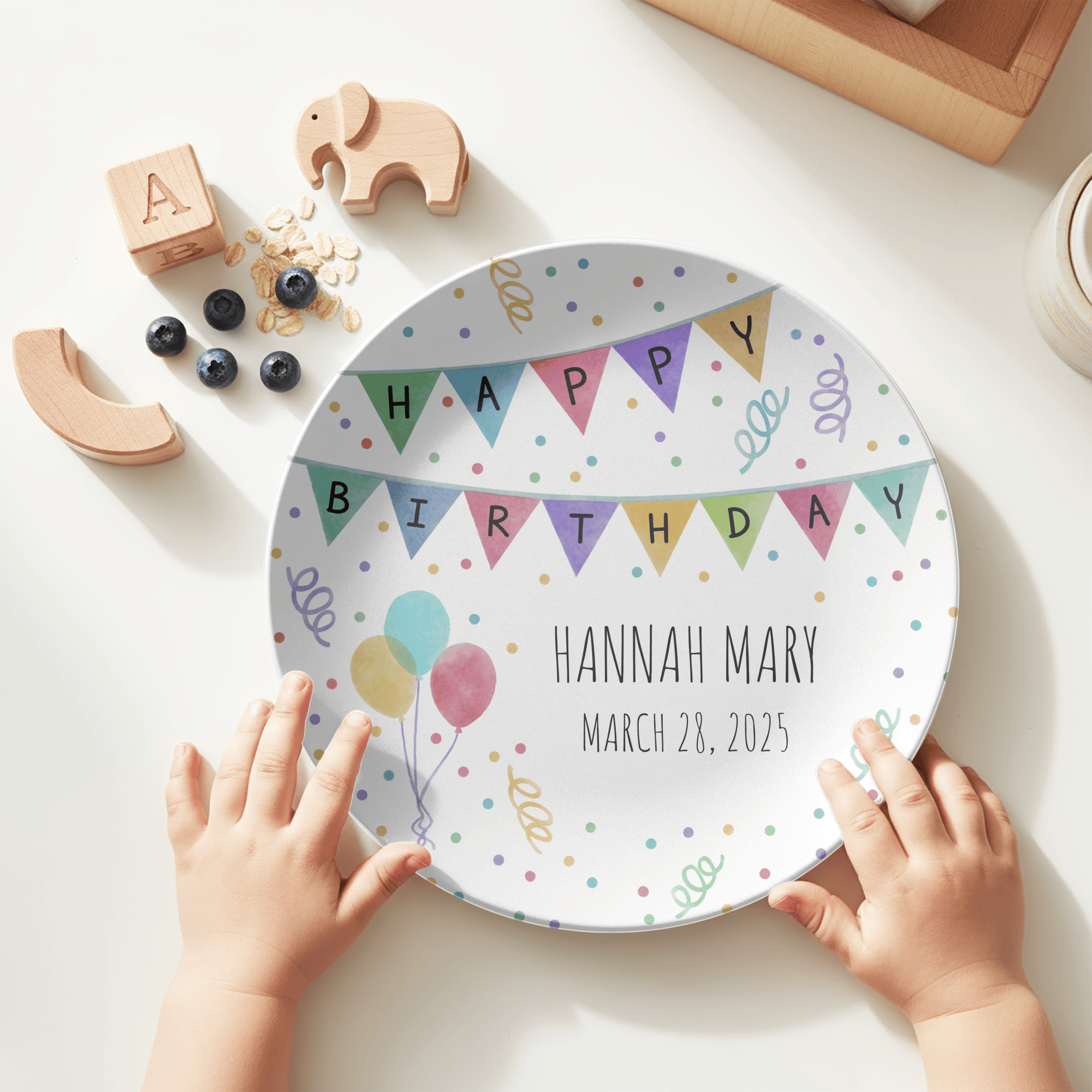 Birthday Banner Balloon Plate by Lil Plate Shop