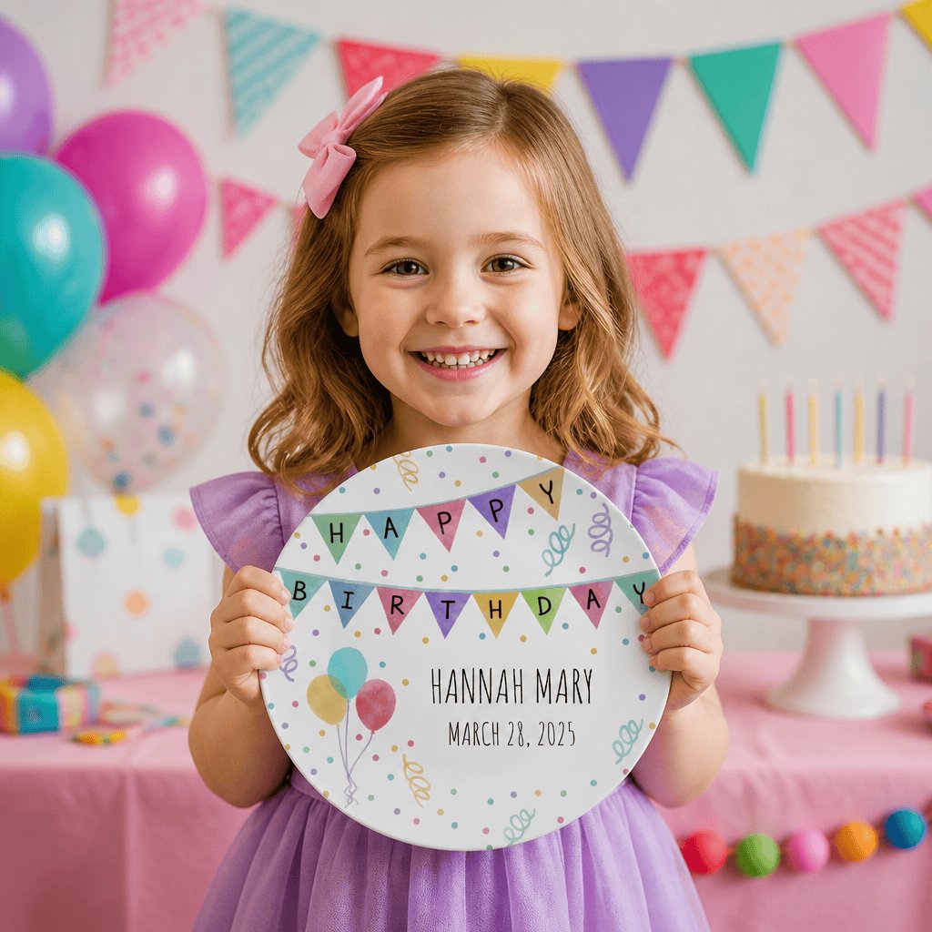 Birthday Banner Balloon Plate by Lil Plate Shop