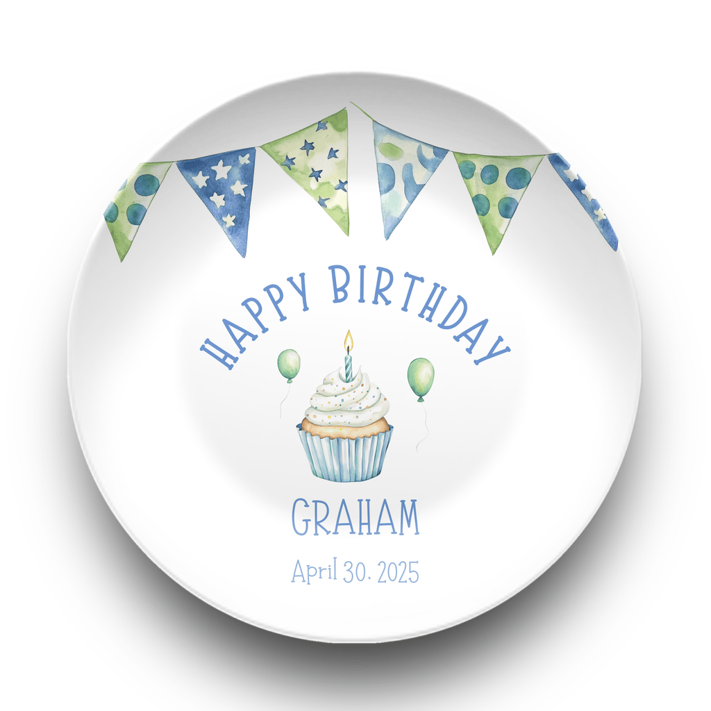 Birthday Banner Plate Plate / Blue by Lil Plate Shop