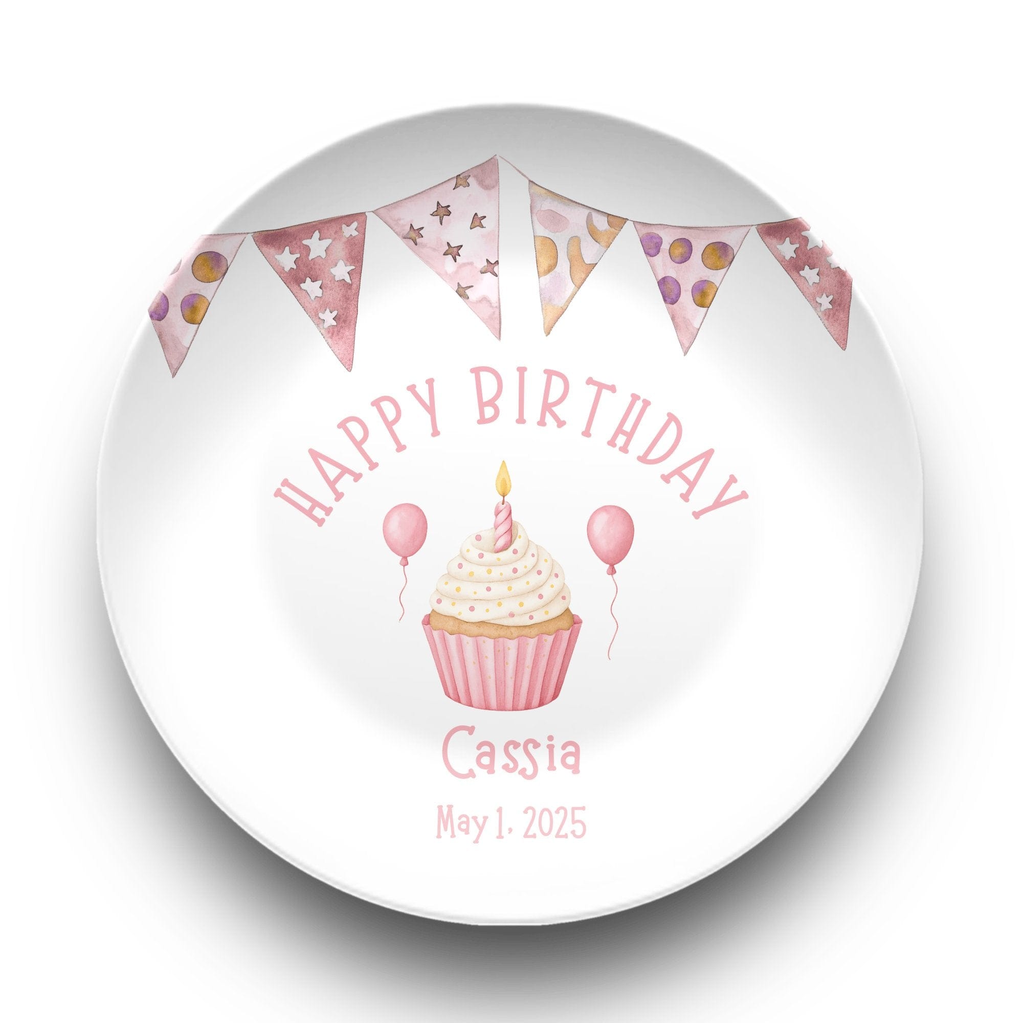 Birthday Banner Plate Plate / Pink by Lil Plate Shop