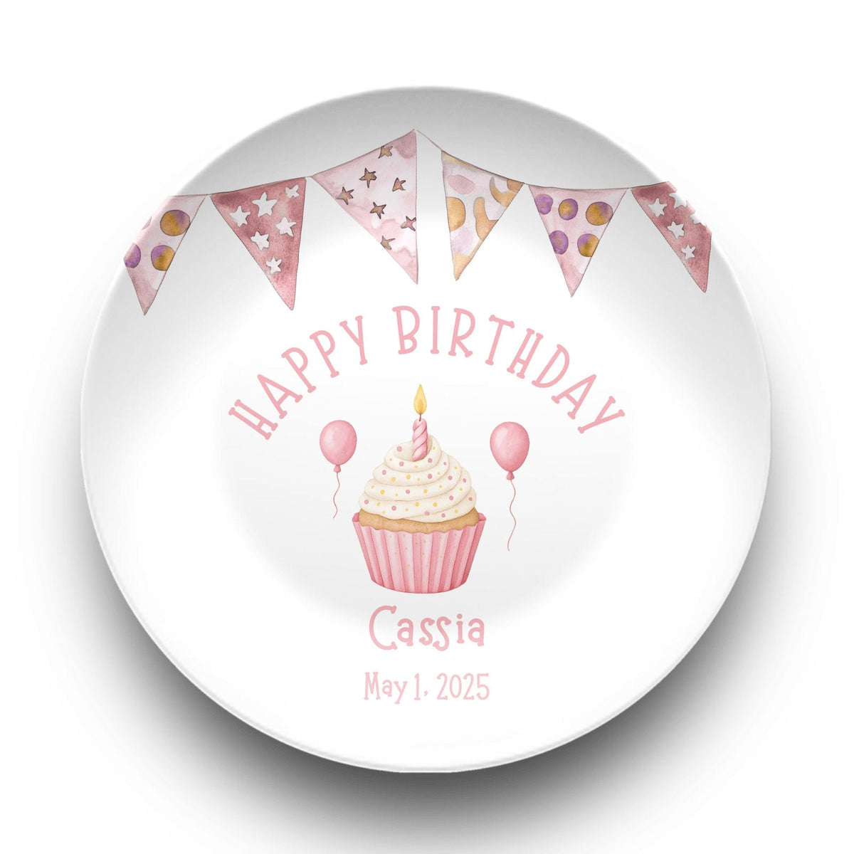 Birthday Banner Plate Plate / Pink by Lil Plate Shop