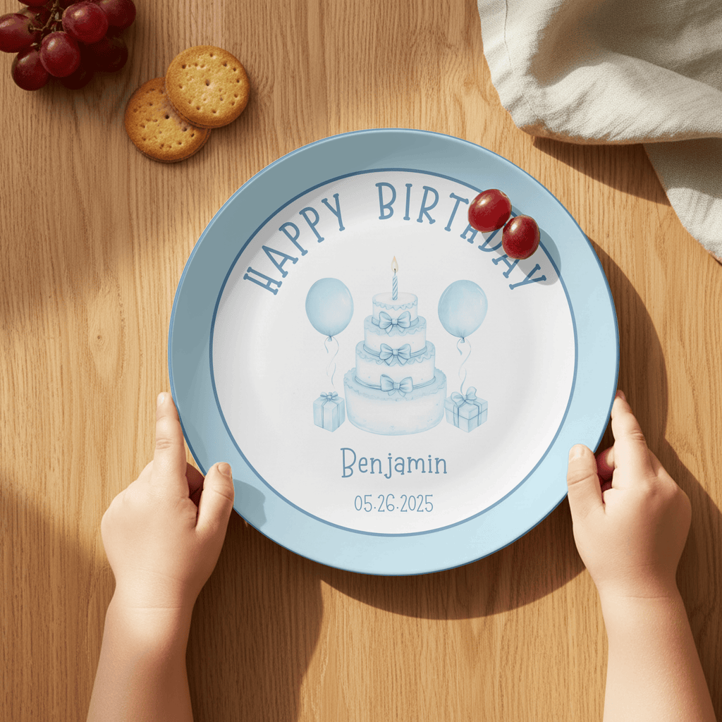 Blue Border Birthday Plate by Lil Plate Shop