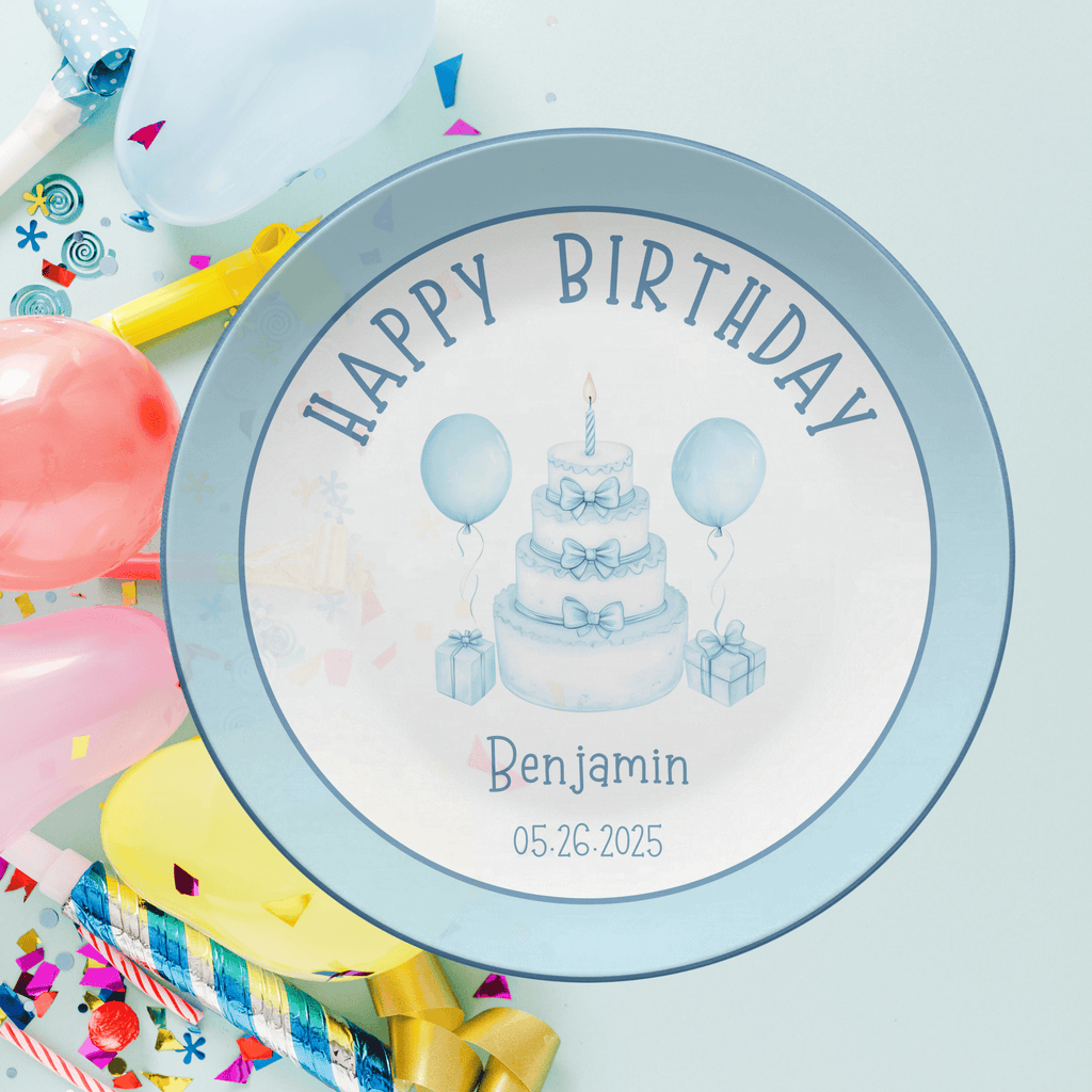 Blue Border Birthday Plate by Lil Plate Shop