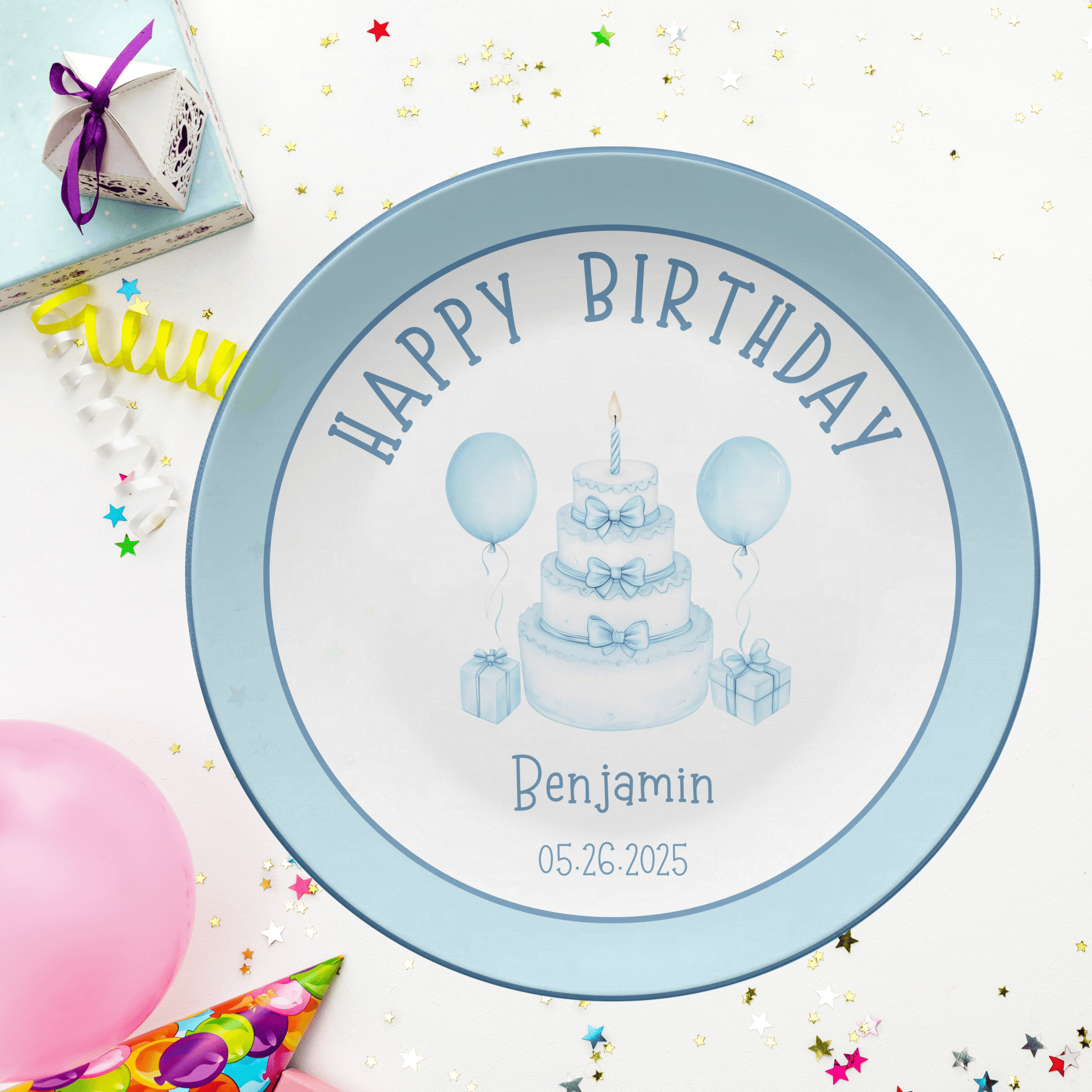Blue Border Birthday Plate by Lil Plate Shop