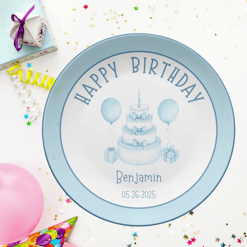 Blue Border Birthday Plate by Lil Plate Shop