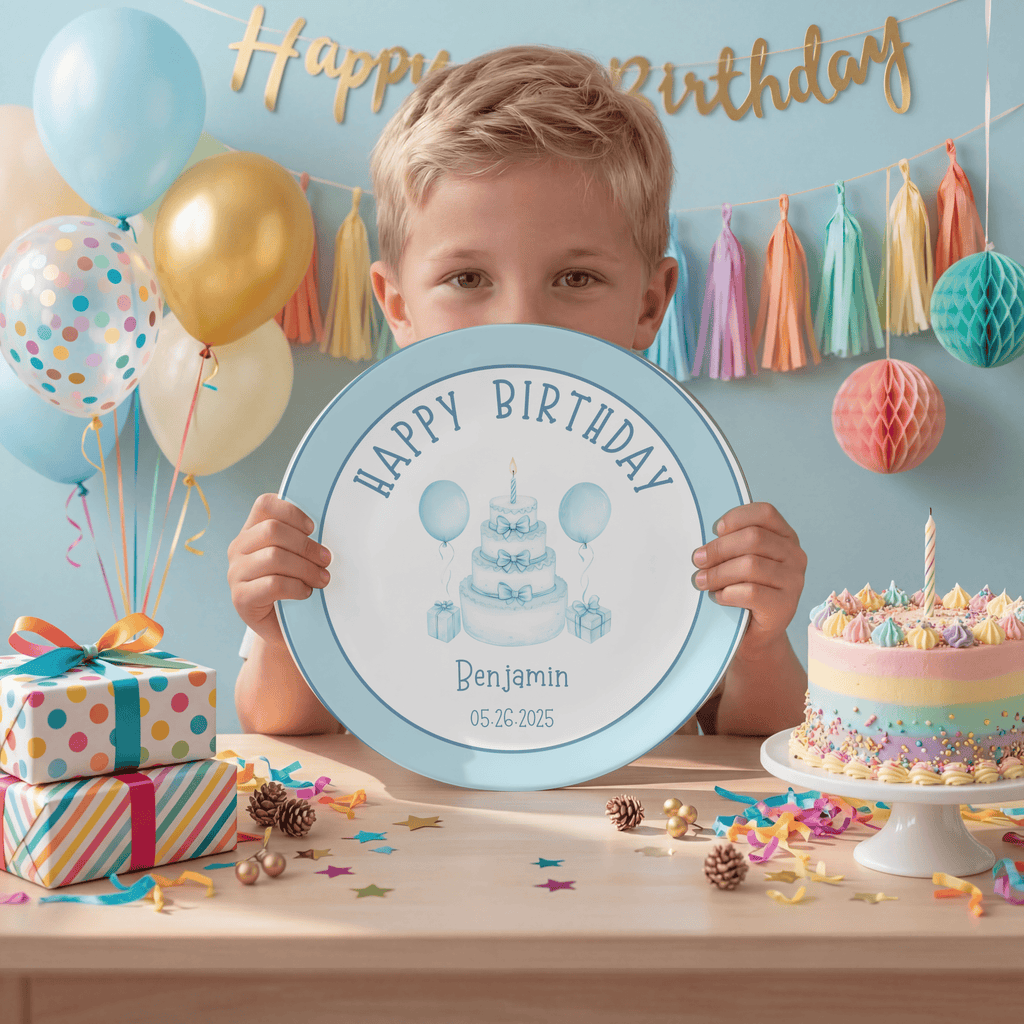 Blue Border Birthday Plate by Lil Plate Shop