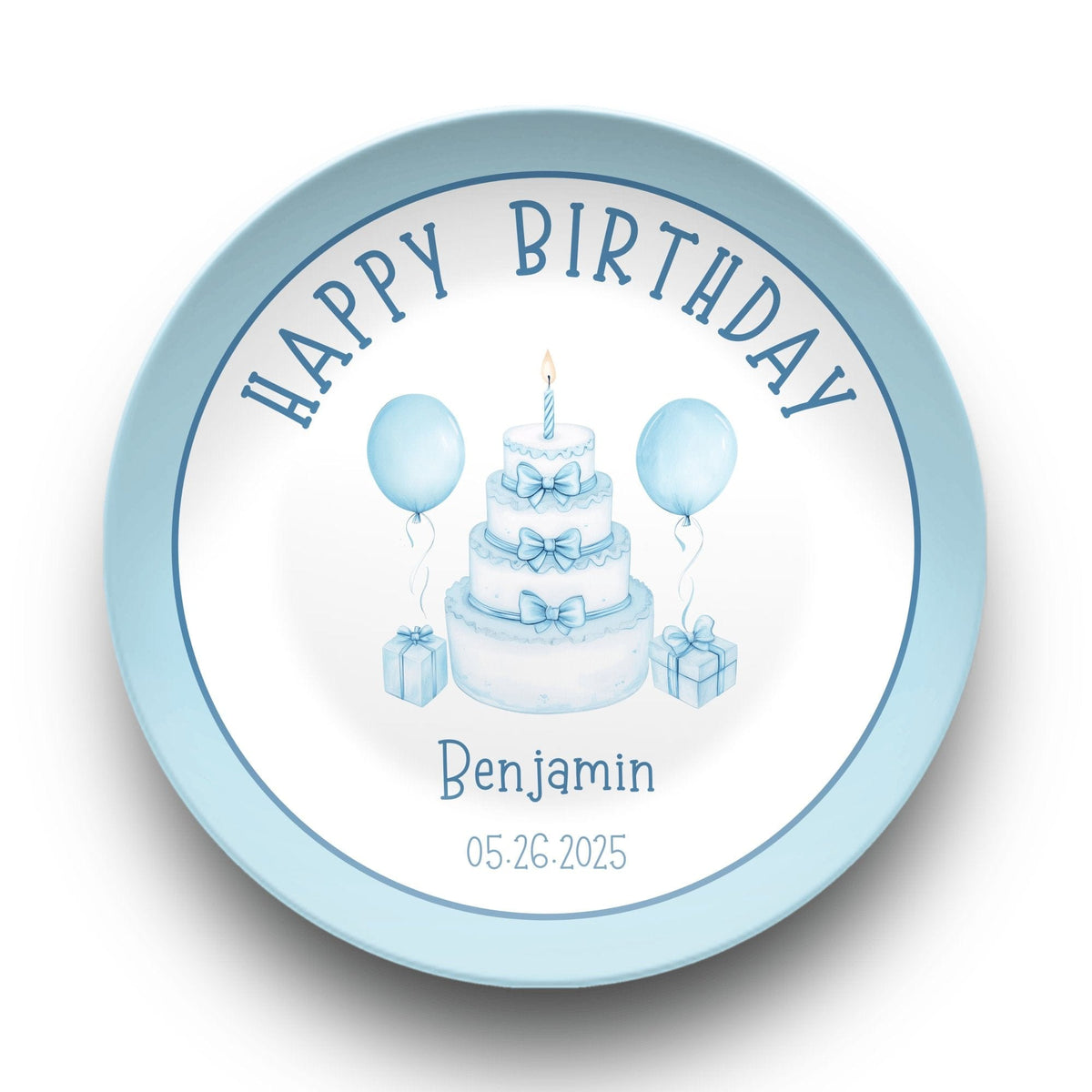 Blue Border Birthday Plate by Lil Plate Shop