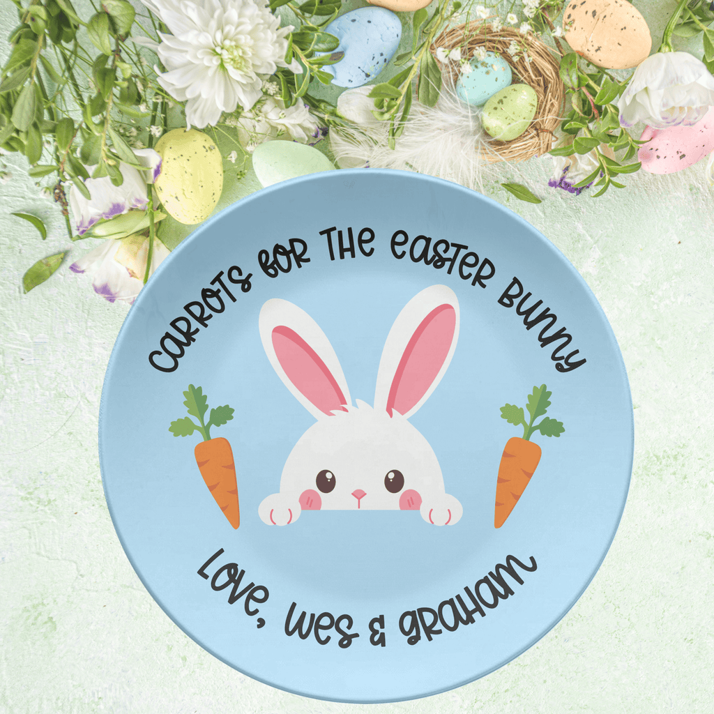 Blue Carrots Easter Bunny Plate by Lil Plate Shop