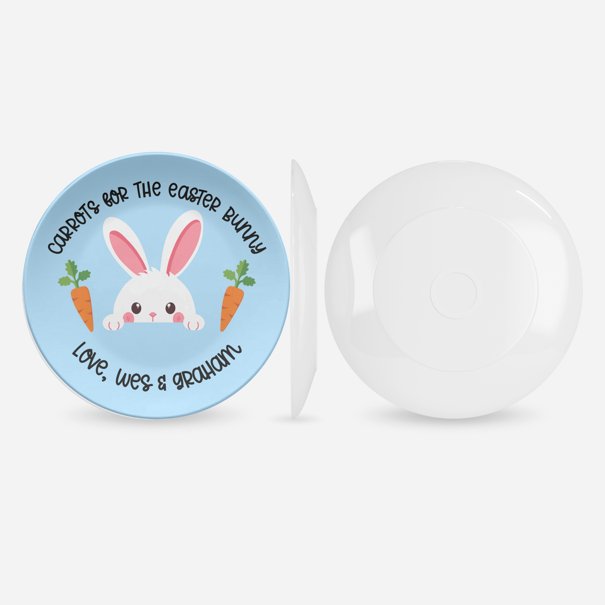 Blue Carrots Easter Bunny Plate by Lil Plate Shop