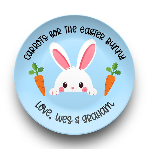 Blue Carrots Easter Bunny Plate by Lil Plate Shop