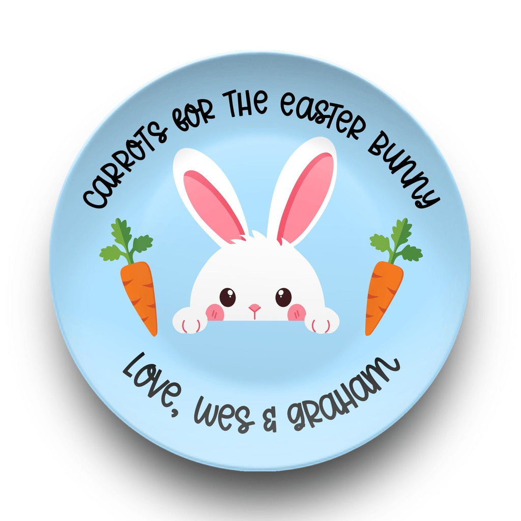 Blue Carrots Easter Bunny Plate by Lil Plate Shop