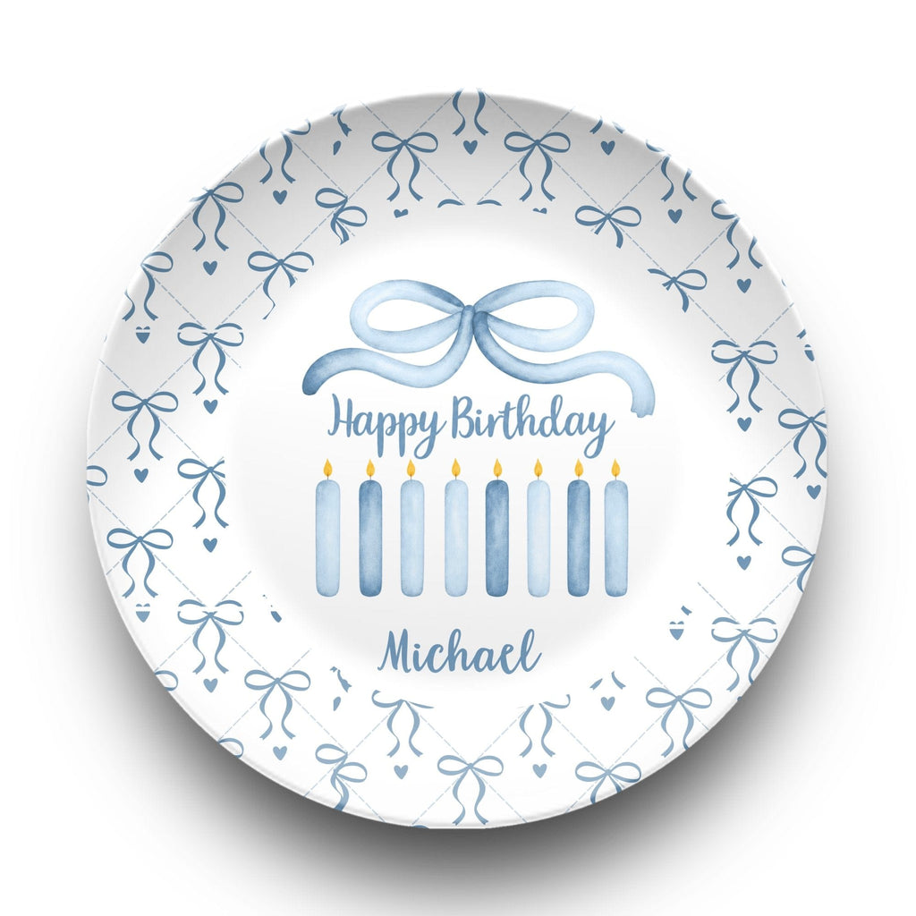 Blue Coquette Watercolor Bow Birthday Plate by Lil Plate Shop